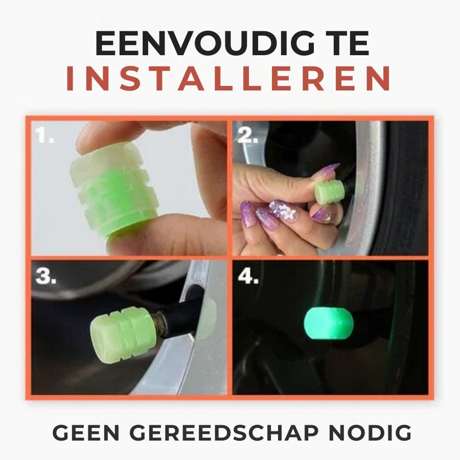 Autobanden Fluorescerende Ventieldopjes Set (4st)