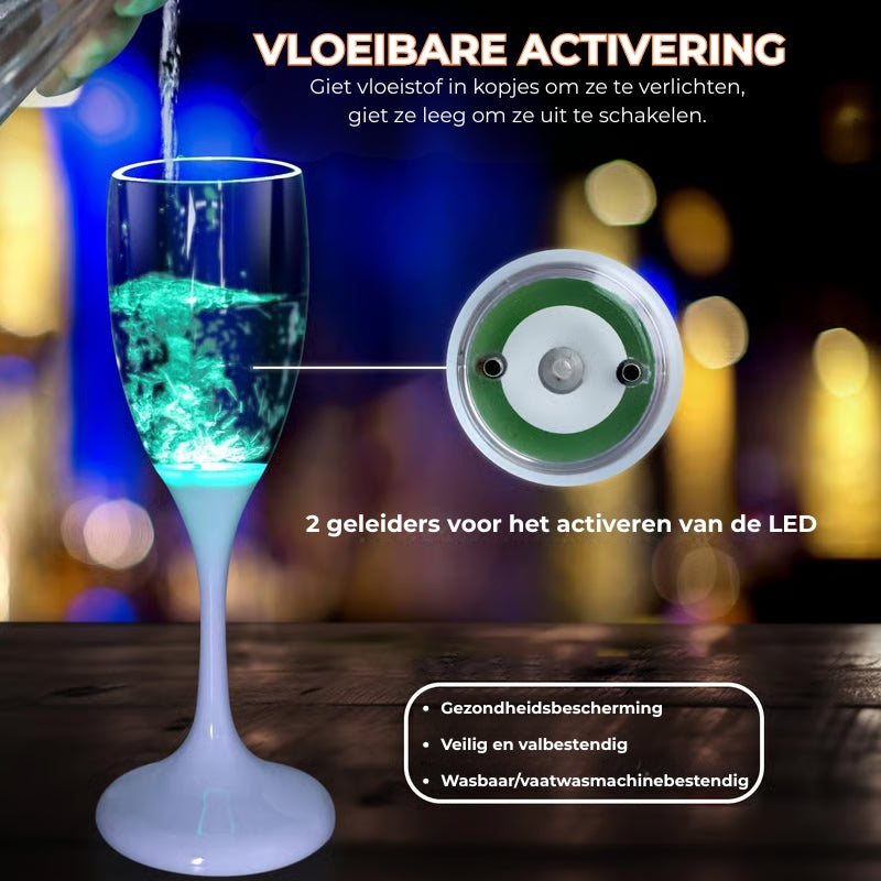LED verlichte glazen voor wijn en champagne