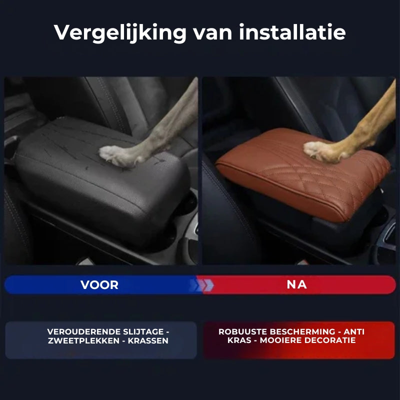 Auto Armsteunn Cover - Leer + Geheugenkatoen
