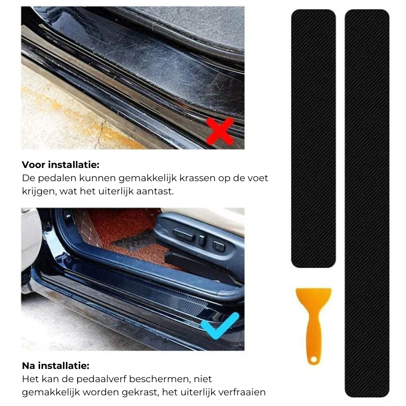 Carbon Auto Deurdrempel Stickers (4 STUKS)