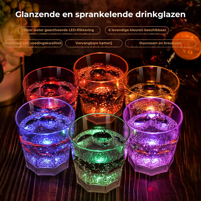 LED verlichte glazen voor wijn en champagne