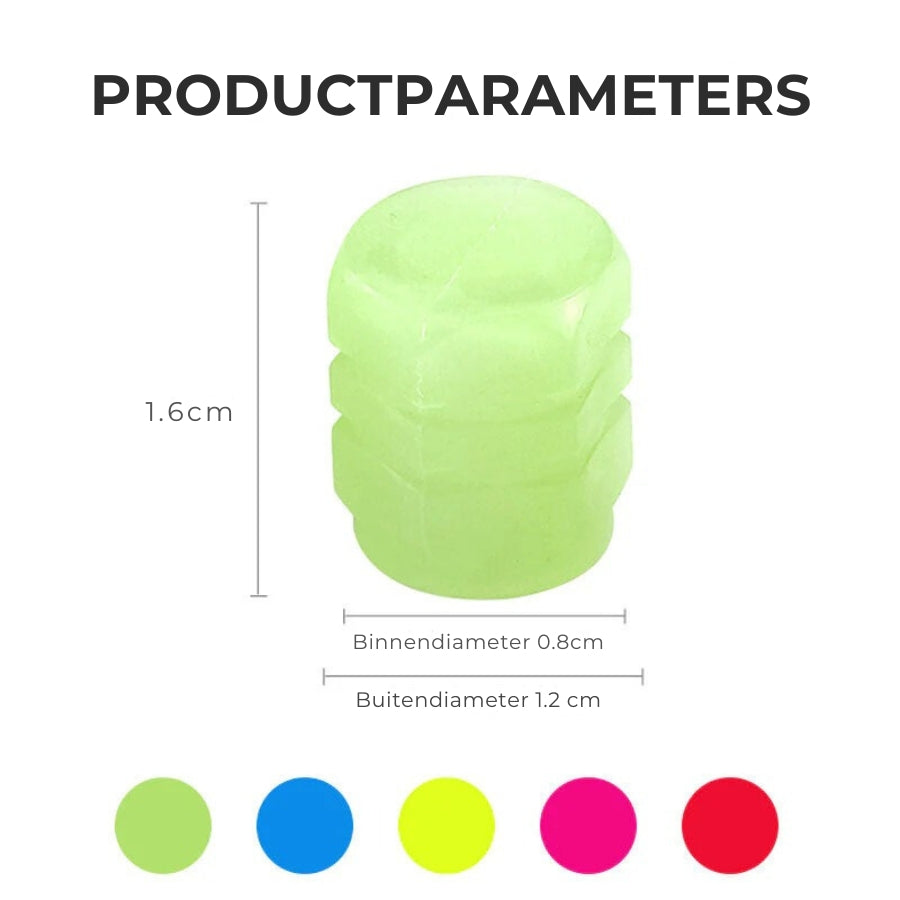 Autobanden Fluorescerende Ventieldopjes Set (4st)