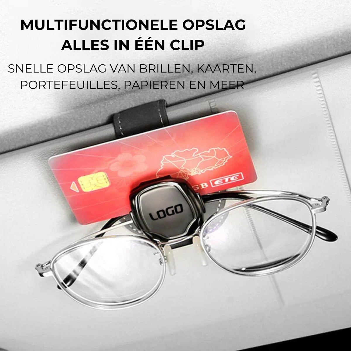 Multifunctionele Auto Brilclip Gestikt Suede