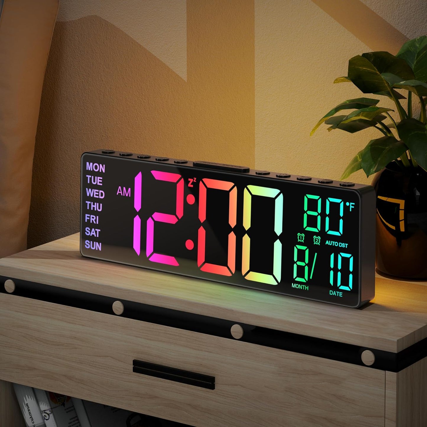 10.5'' digitale grote wekker met 8-in-1 RGB kleuren