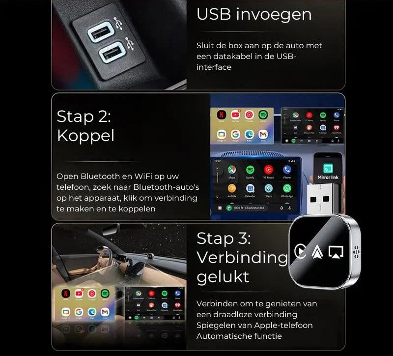 Draadloze Carplay Adapter V3 - Schermweergave