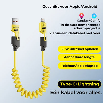 4-in-1 Snellaadkabel Veerdesign