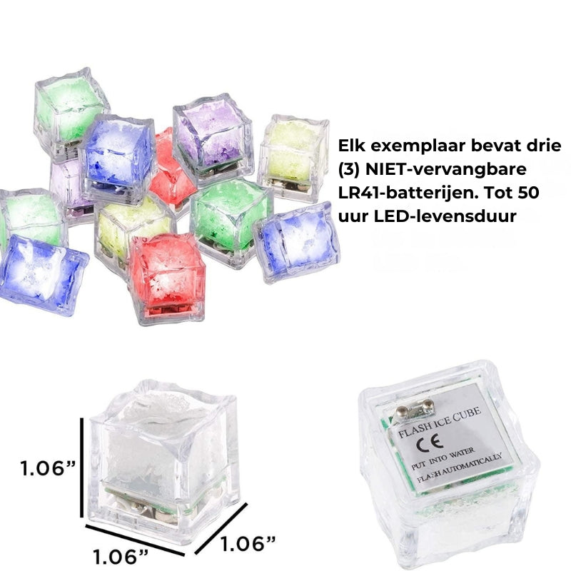 Vloeistofgeactiveerde LED Ijsblokjes (set van 6)