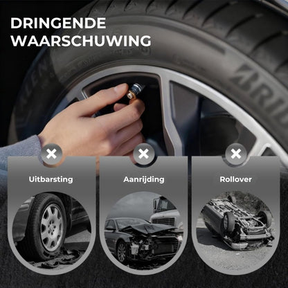 Bandenspanning waarschuwingsdopjes in drie kleuren