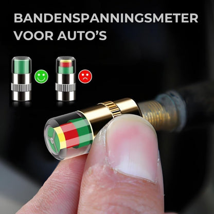 Bandenspanning waarschuwingsdopjes in drie kleuren