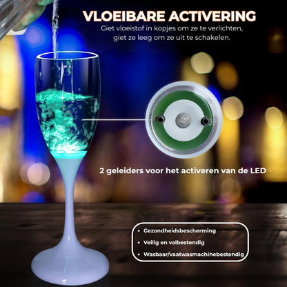 LED verlichte glazen voor wijn en champagne