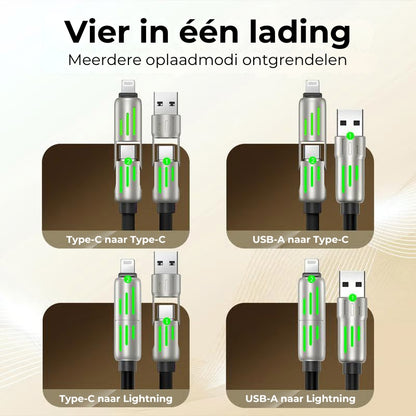 🔥4-in-1 Usb-Oplaadkabel Voor Snel Opladen Max 60W