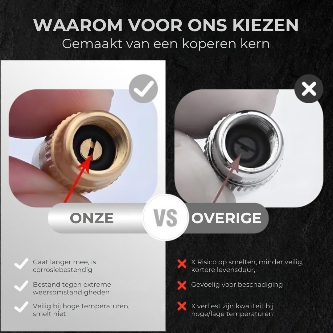 Bandenspanning waarschuwingsdopjes in drie kleuren