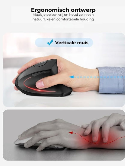 Draadloze USB-oplaadbare Ergonomische Optische Muis