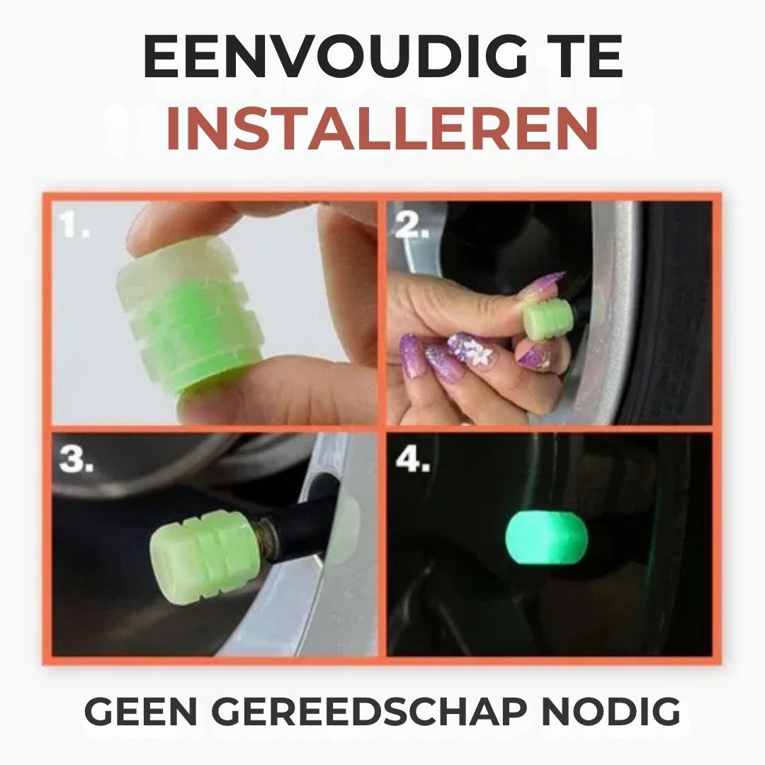 Autobanden Fluorescerende Ventieldopjes Set (4st)
