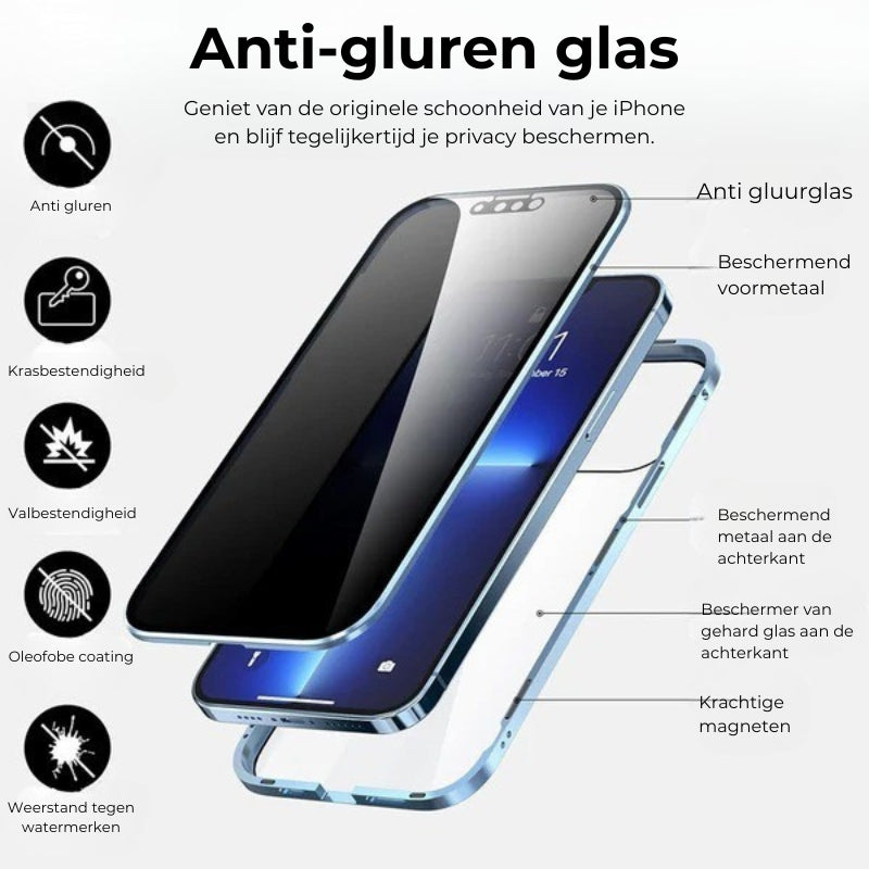 Dubbelzijdig iPhone Magnetisch Gehard Glas Volledig Beschermend Hoesje
