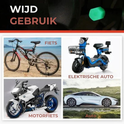 Autobanden Fluorescerende Ventieldopjes Set (4st)