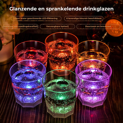 LED verlichte glazen voor wijn en champagne