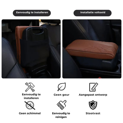 Auto Armsteunn Cover - Leer + Geheugenkatoen
