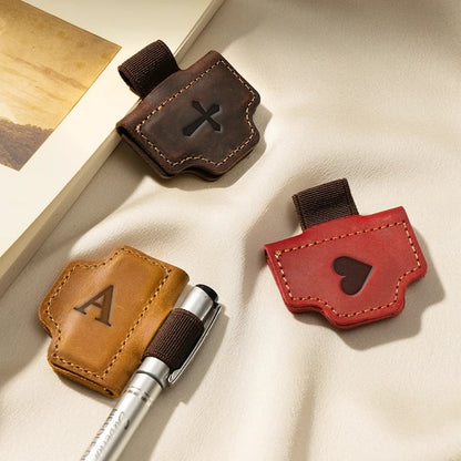 Leren bladwijzer en penhouder - Gepersonaliseerd, gemaakt van leer