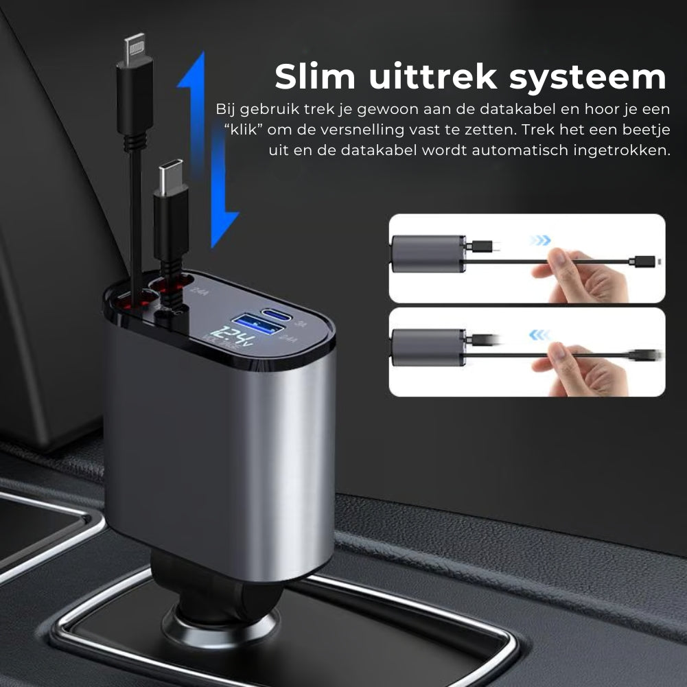 Intrekbare Autolader Adapter - 120W