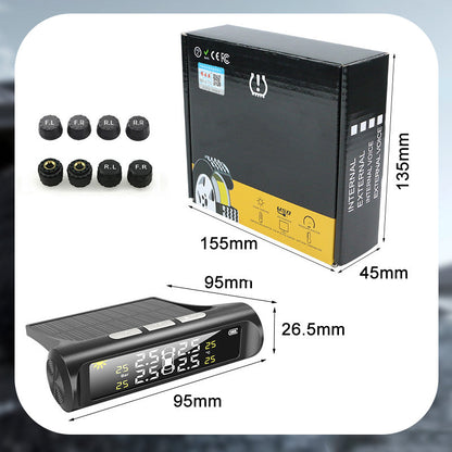 Zonne-energie aangedreven 4-wiel bandenspanningsmeter met realtime weergave